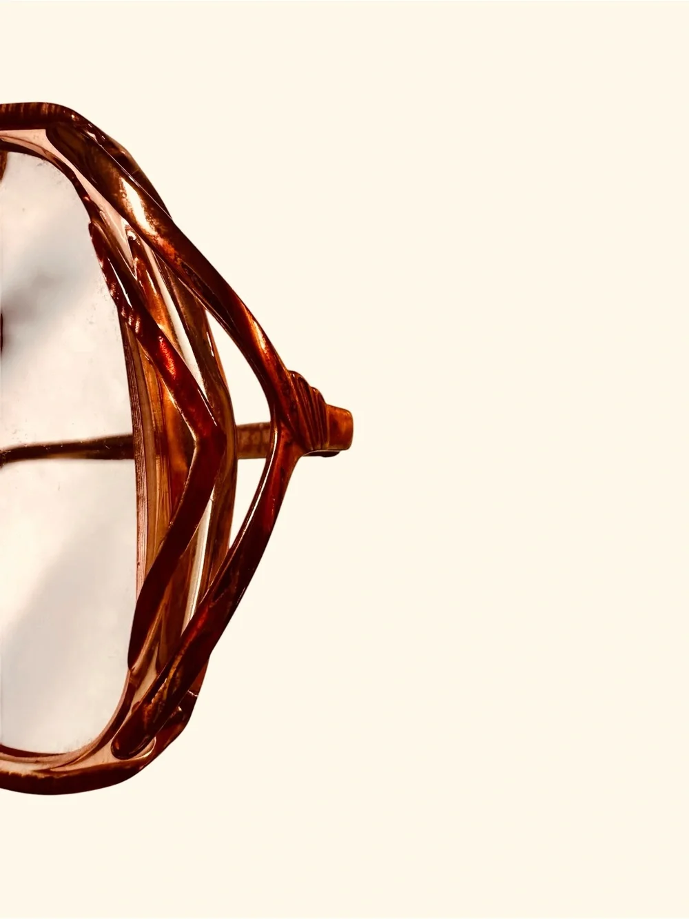 Vintage Oversized Katrina Clear Eyeglass Frames Pink Brown Gold Tone 54-18-135.